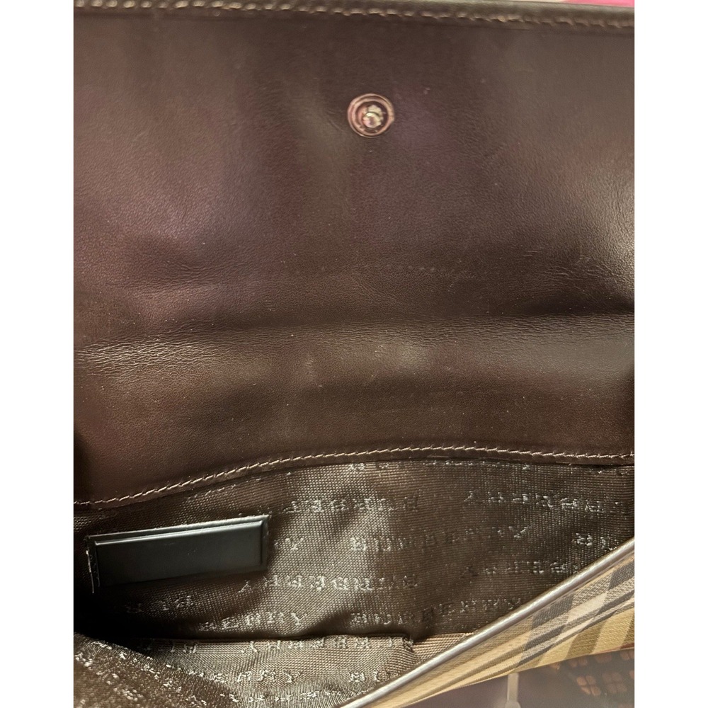Burberry London Nova Check Canvas Leather Bifold Long Wallet Brown Made in Italy - Picture 7 of 7